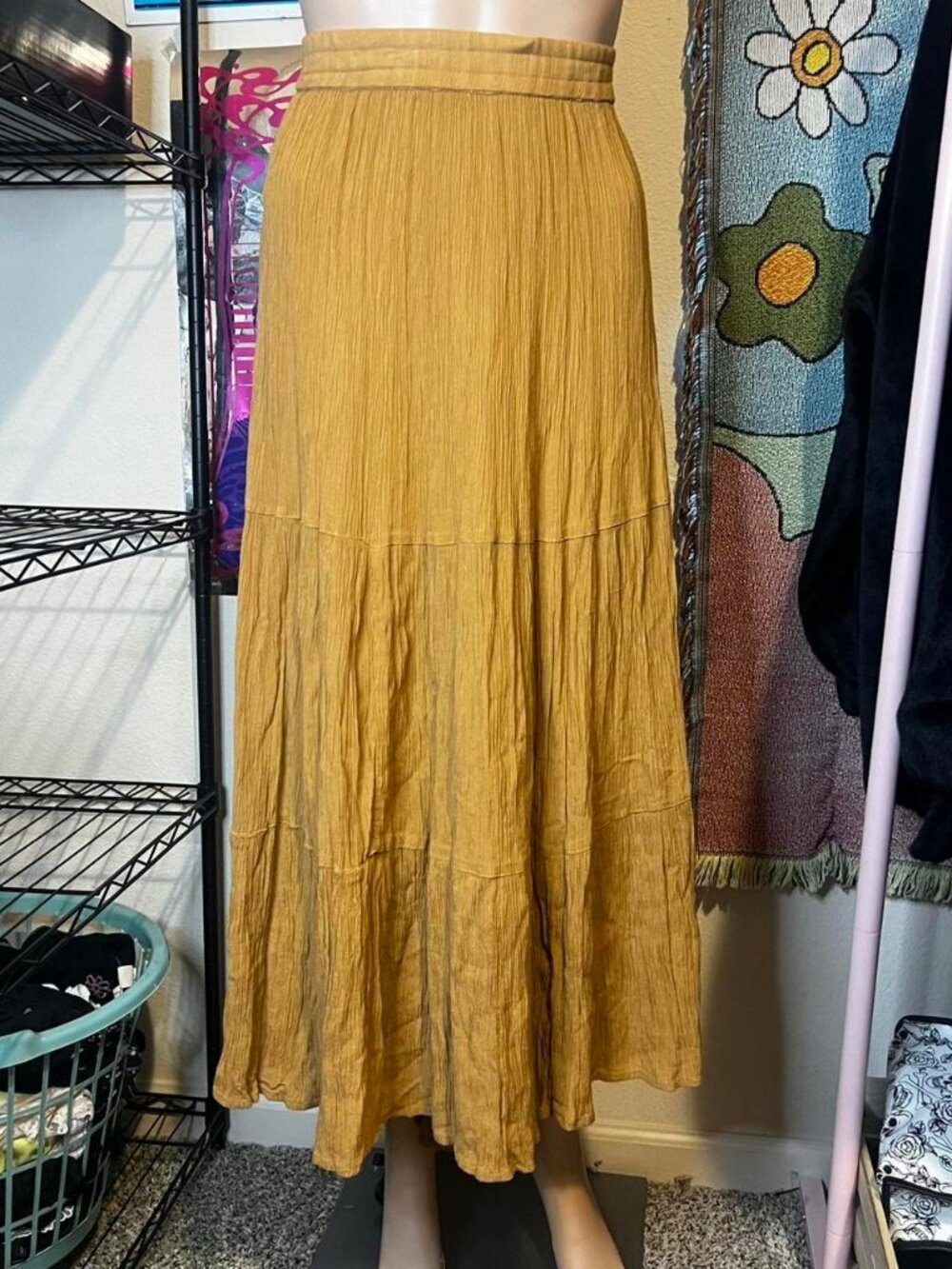 Plus Size Brown Tier Maxi Skirt
